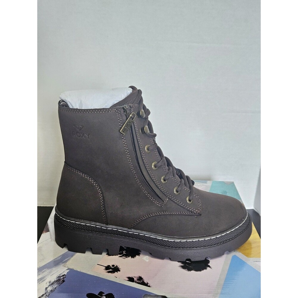 Roxy Briar Women’s Combat Boots Dark Brown Side Zip Size 7.5 Shoes